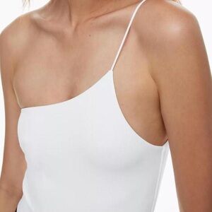 Aritzia Babaton White One-Shoulder Tank